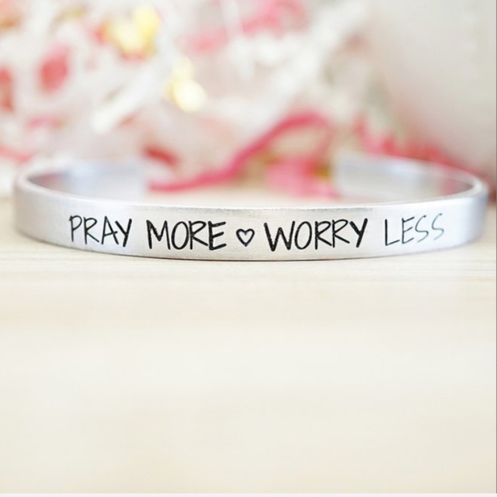 Silvertone ‘Pray More Worry Less’ Adjustable Cuff